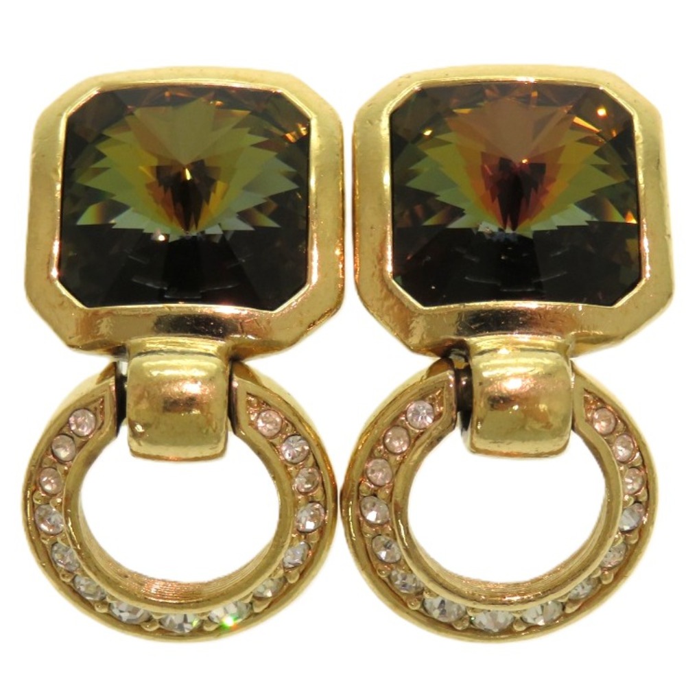 クリスチャンディオール クリスタル サークル スイング イヤリング メタル/クリスタル/メタル グリーン 0424【中古】Christian Dior レディース