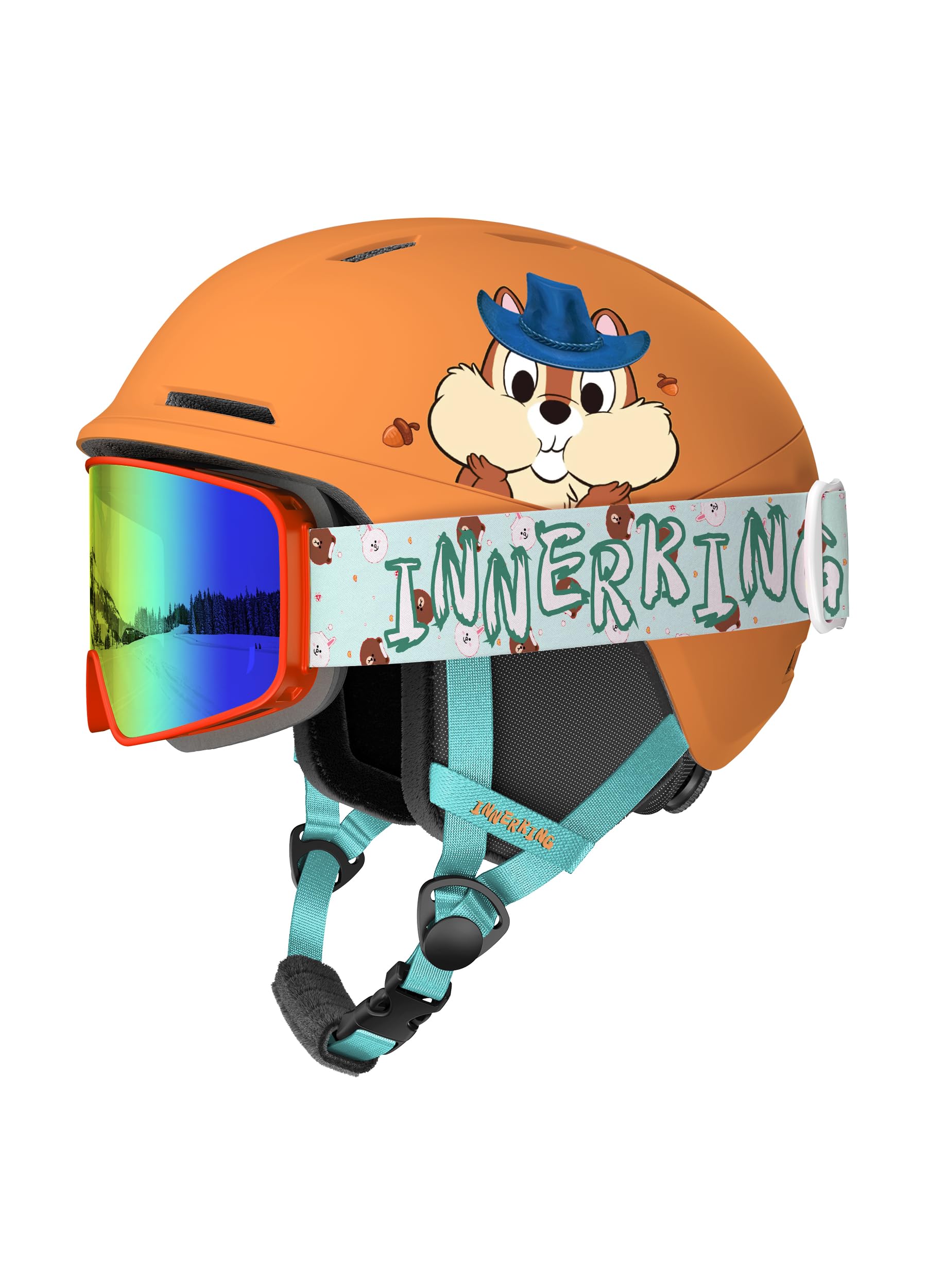 [Innerking] 子供用スキーヘルメット ゴーグル付き スノーボードヘルメット ダイヤル式サイズ調整 曇り止め 耐衝撃 通気性 ジュニア・子供用