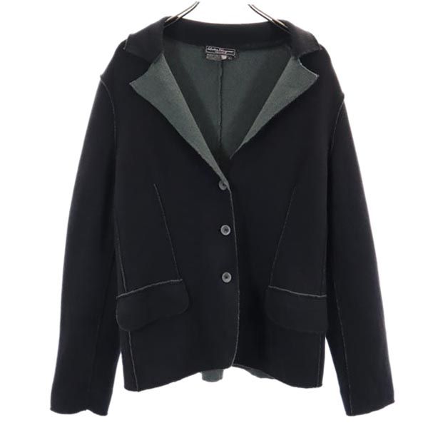 サルヴァトーレフェラガモ イタリア製 ウールブレンド 長袖 テーラードジャケット L ブラック系 Salvatore Ferragamo レディース