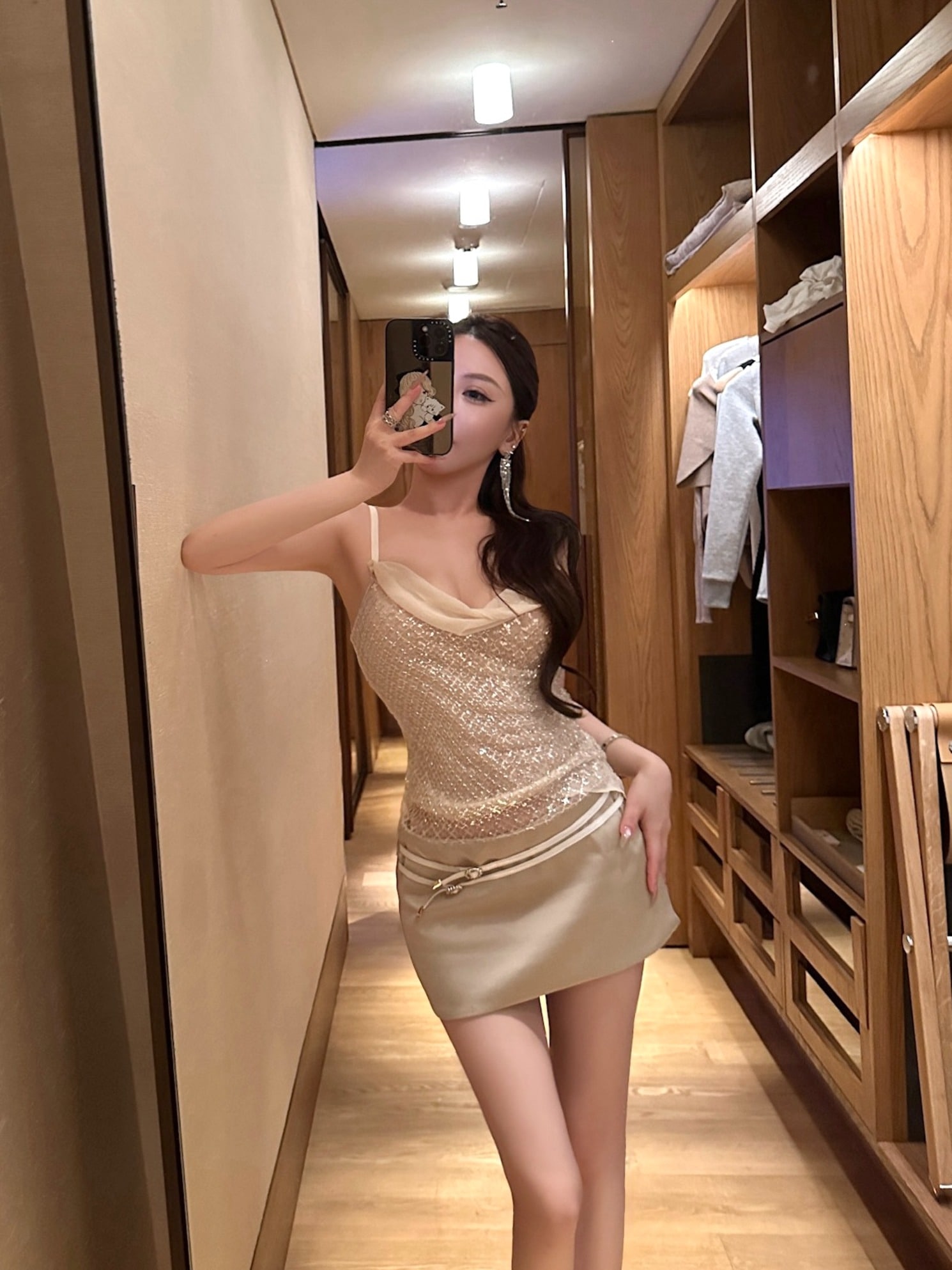 プロムベルトサテンスカート