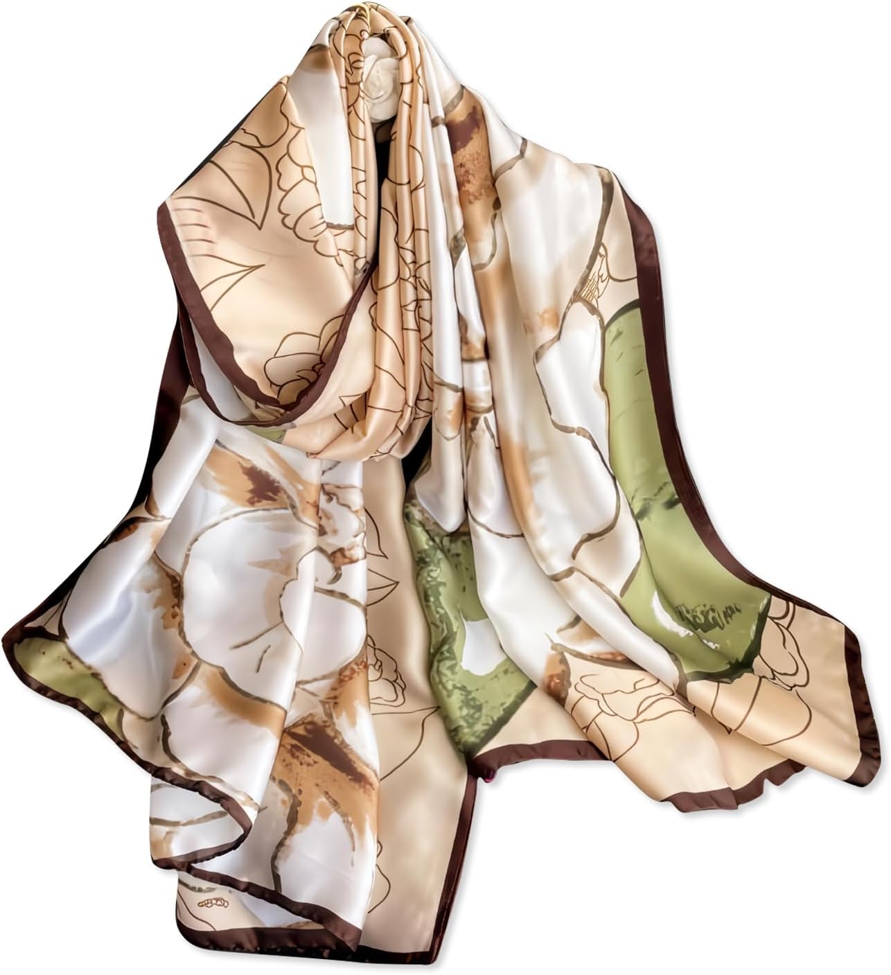 シルクスカーフ レディース カラフル 花柄 芸術的 絵画柄 サテン ロング マフラー 軽量 暖かい ストール 日焼け止めショール 海辺 上品 旅行 通勤用