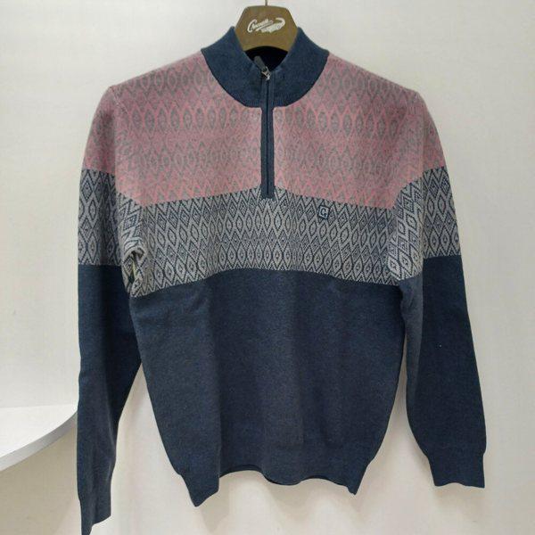 [幸福百貨店][]男性紺色ハーフジップニットcdaabkr4332(38)