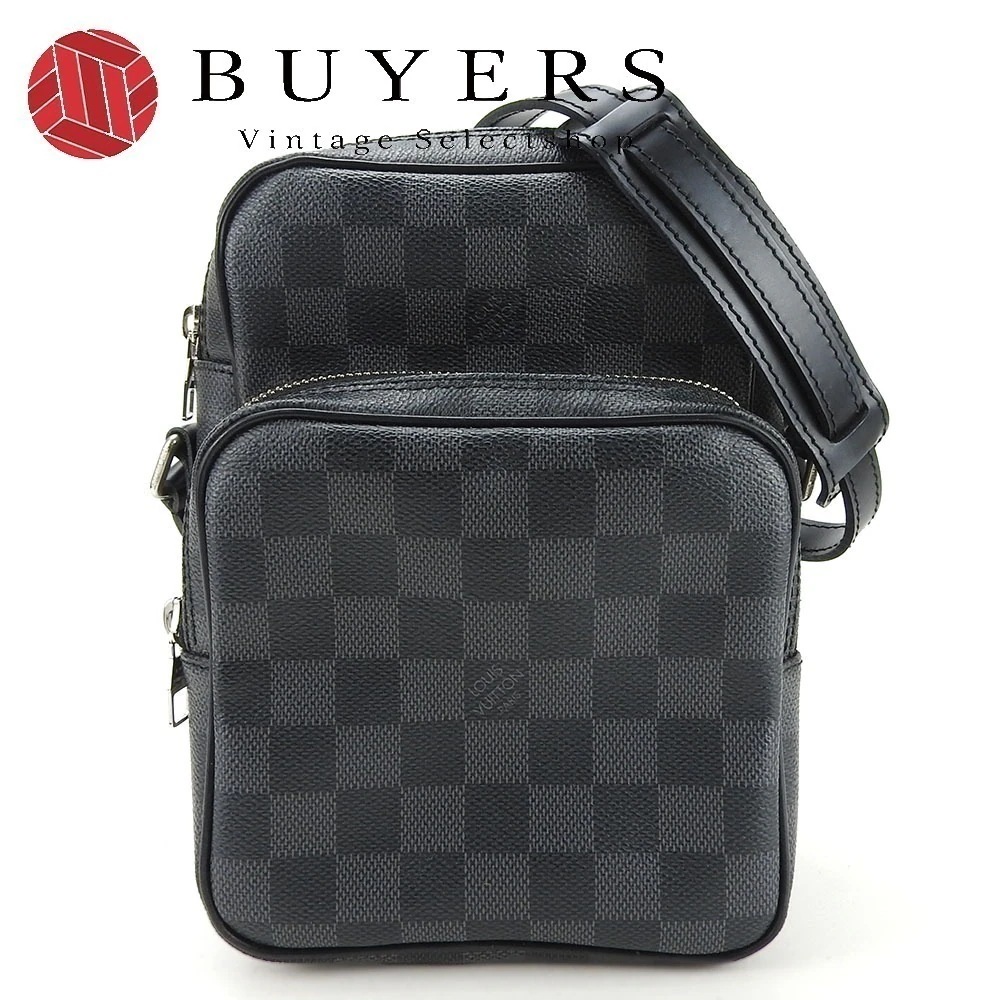 中古 ショルダーバッグ レム N41446 ダミエグラフィット グレー ブラック シルバー金具 斜め掛け ポシェット メンズ 男性