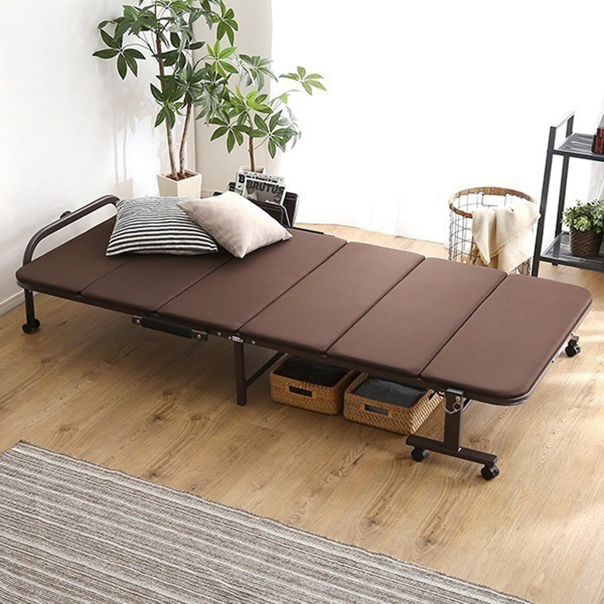 ウレタン折りたたみパイプベッド シングルサイズ 高反発 収納 部屋干し 布団掛け 静止耐荷重90kg 10,620円