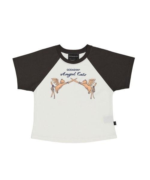 GODASHIN ANGEL CATS RAGLAN TSHIRT CHARCOALIVORY GDS42RWST01I