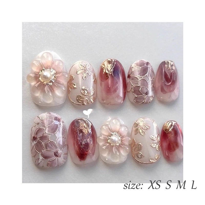 ネイルチップ 手作りネイルチップ 和風ネイルチップ 桜 菊 波 金継ぎ 蒔絵 京都 オーダーメイドネイル ハンドペイントネイル 【手作りネイル】オーダーメイド手作り ジェルネイル ネイルシール セルフ