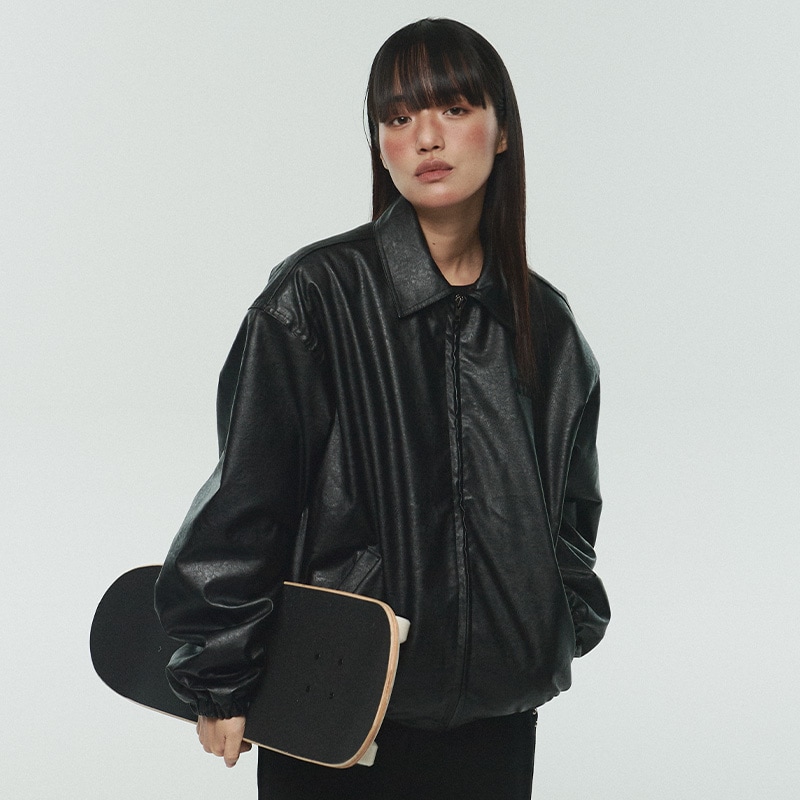 ITZ MINI LOGO VEGAN LEATHER JACKET