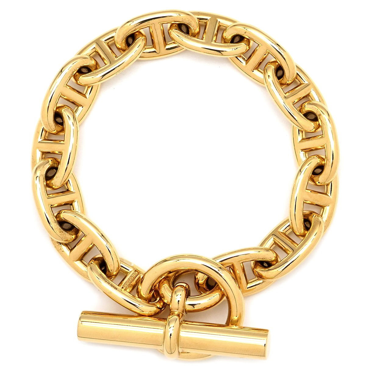 エルメス HERMES ブレスレット シェーヌダンクル MM K18YG イエローゴールド 14コマ 750 18K 18金 【箱】【中古】