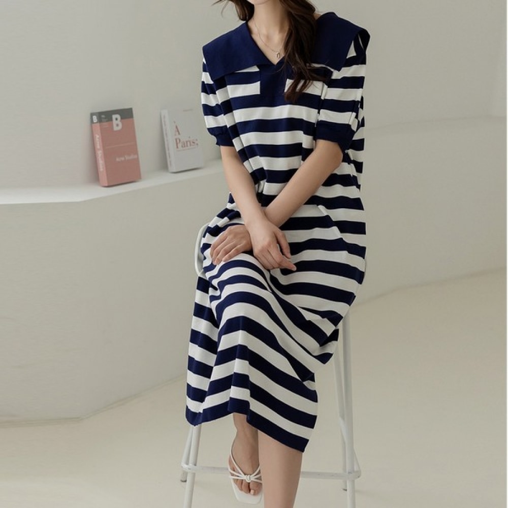 (Elysia) オンディダンガラニット半袖ワンピース