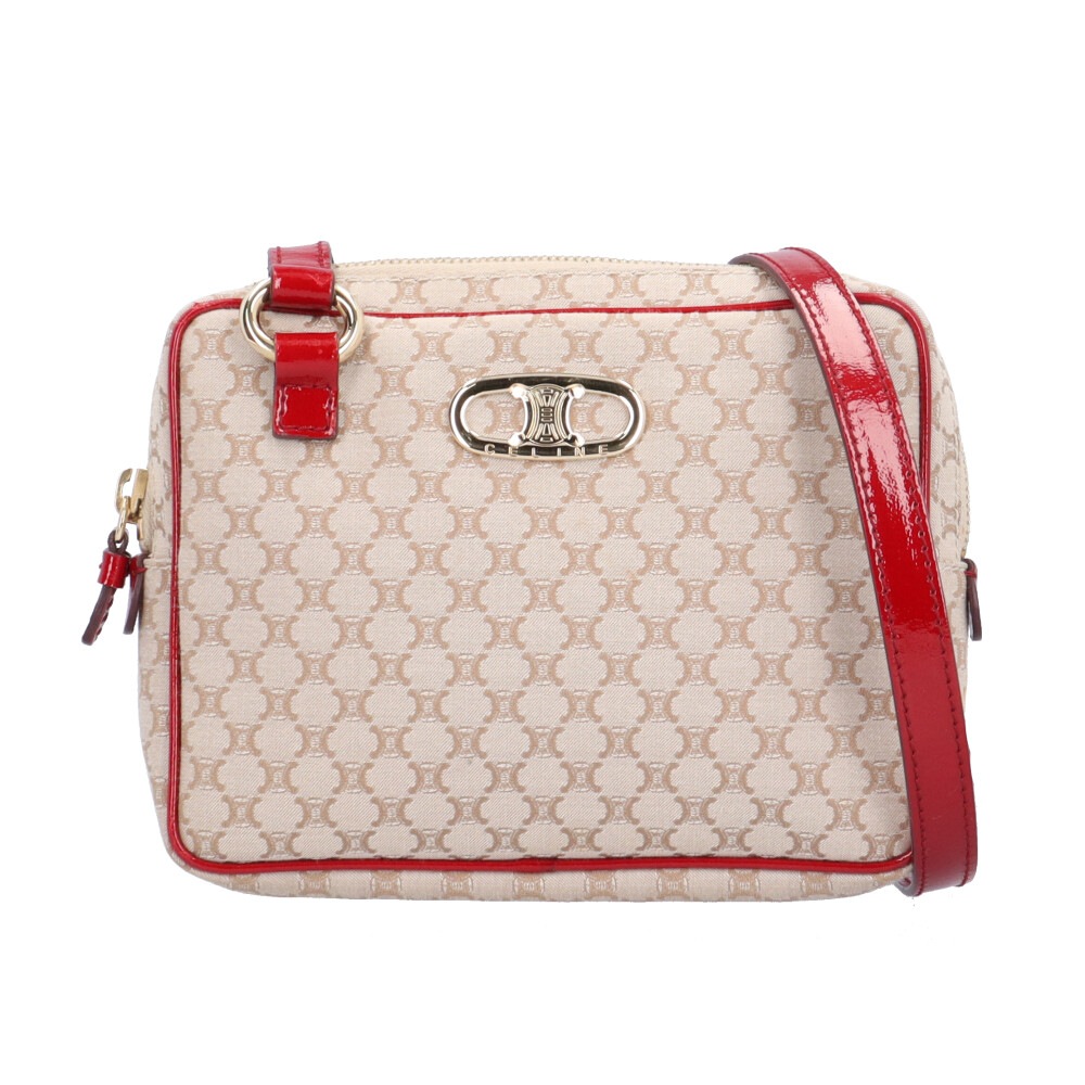 セリーヌ マカダム ショルダーバッグ キャンバス ベージュ CELINE 中古