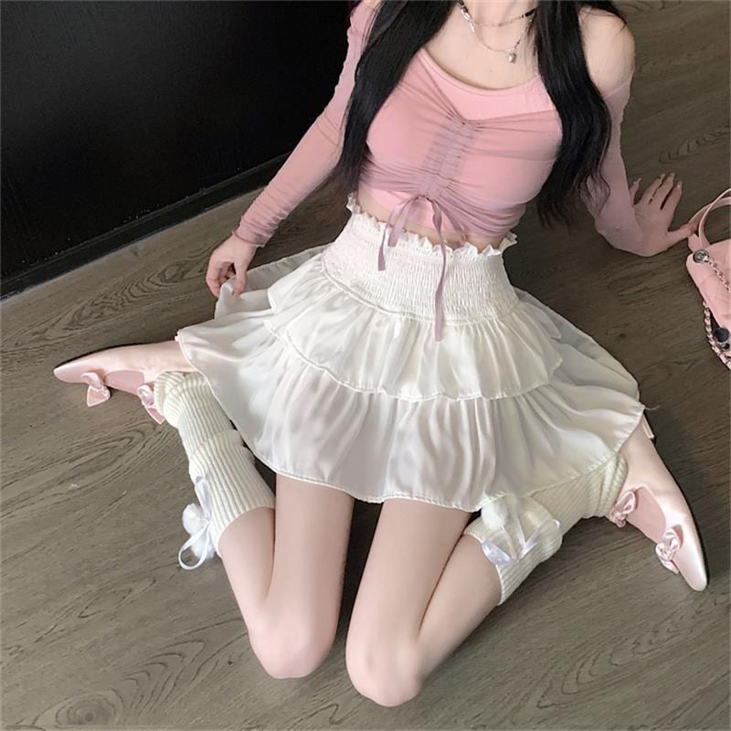 【1つ買うと10つ無料】ピュアホワイトシフォン腫れたスカート梨型のボディラージサイズバレエスカートで裏打ちされたスリムケーキスカート