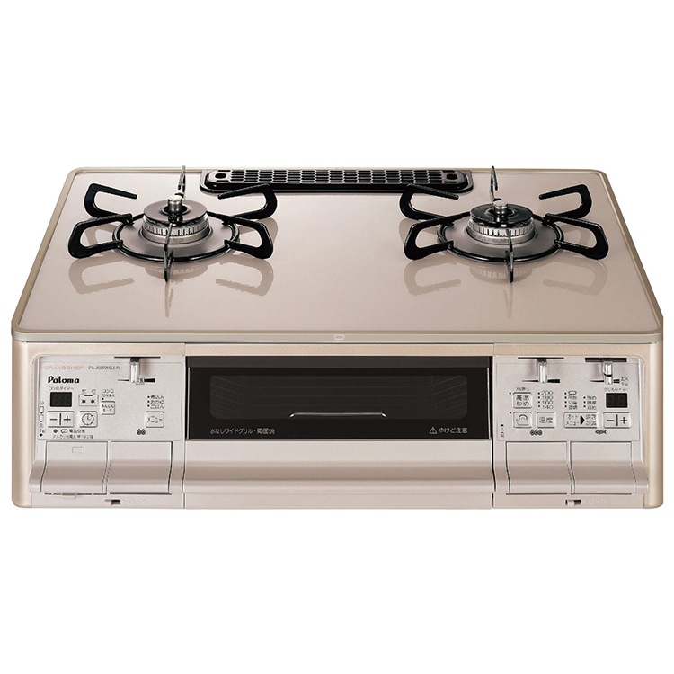 テーブルコンロ グランドシェフプレミアム 都市ガス 2口ガスコンロ ラ・クックグラン ゴールド 水なし両面焼 59cm幅 右強火力 PA-A98WCJ-R-13A