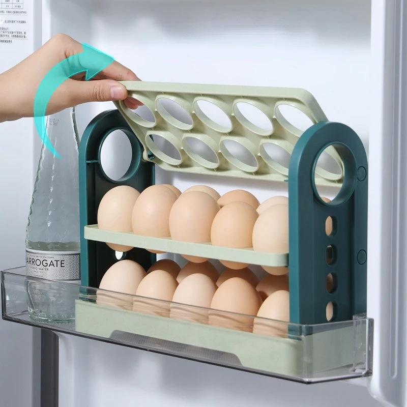 【最安値挑戦 送料無料】冷蔵庫 卵を収納するための回転式オーガナイザーボックス 冷蔵庫 省スペース キッチンオーガナイザー