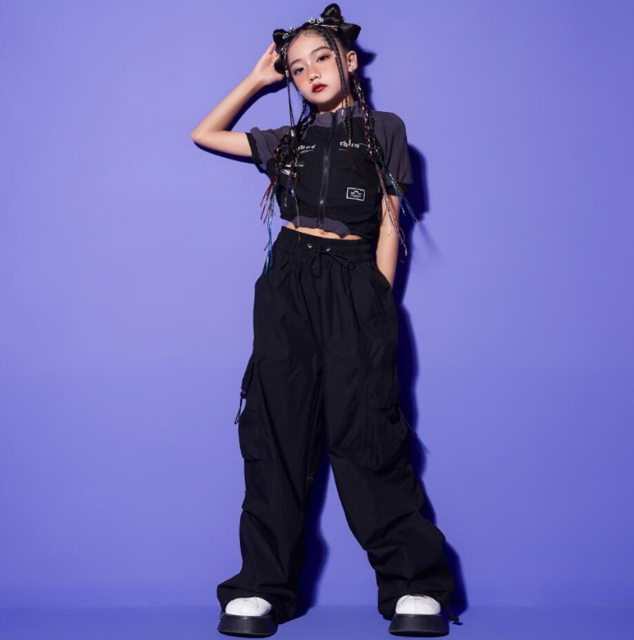 練習着 長ズボン jazz キッズダンス衣装 イベント 応援団 ストリート パンツ ヒップホップ 女の子 レッスンダンスウェア ステージ舞台演出服 2点セット 発表会 キッズジャズ 上下セット 子供服