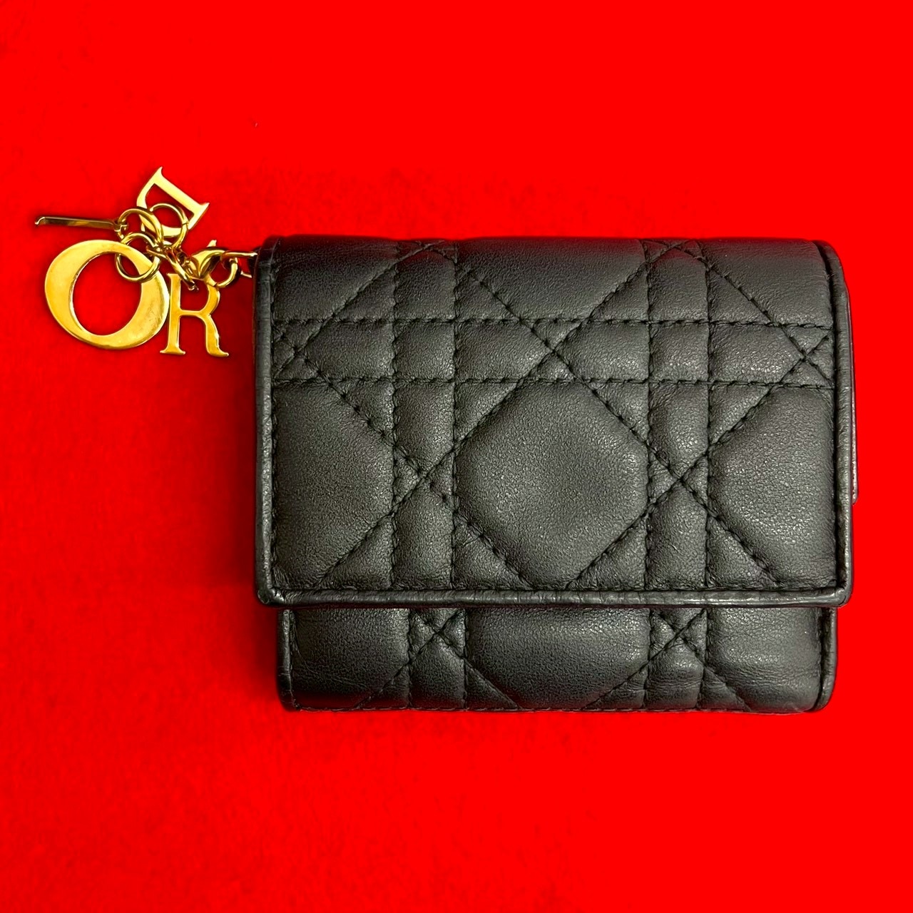 カナージュ三つ折り財布 レザー ブラック 13140