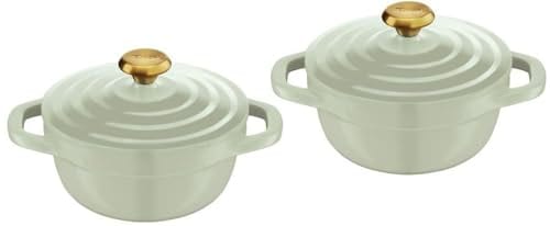 ティファール ミニココット 2個セット 11cm 鋳物なのに軽くて使いやすい オーブン用 PFOAなどの有害物質不使用 こびりつきにくさ長持ち 食洗機対応 「キャストライン エアココットミニ セージグ