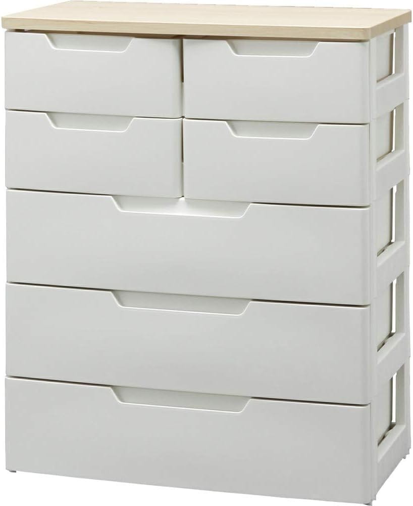 アイリスオーヤマ チェスト 5段 届いてすぐ使える完成品 日本製 幅72×奥行40.5×高さ93cm ホワイト / ナチュラル 白 プラスチック MU-7234 組立不要