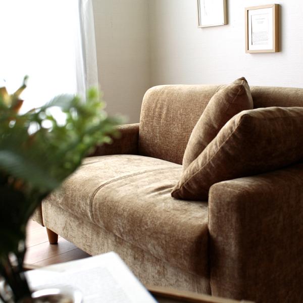 ソファ 2人掛け 二人掛 ソファー ベージュ ネイビー クッション付き おしゃれ コンパクト 省スペース ボリューム 肘付き ひじ掛け ロータイプ 脚取り外し可能