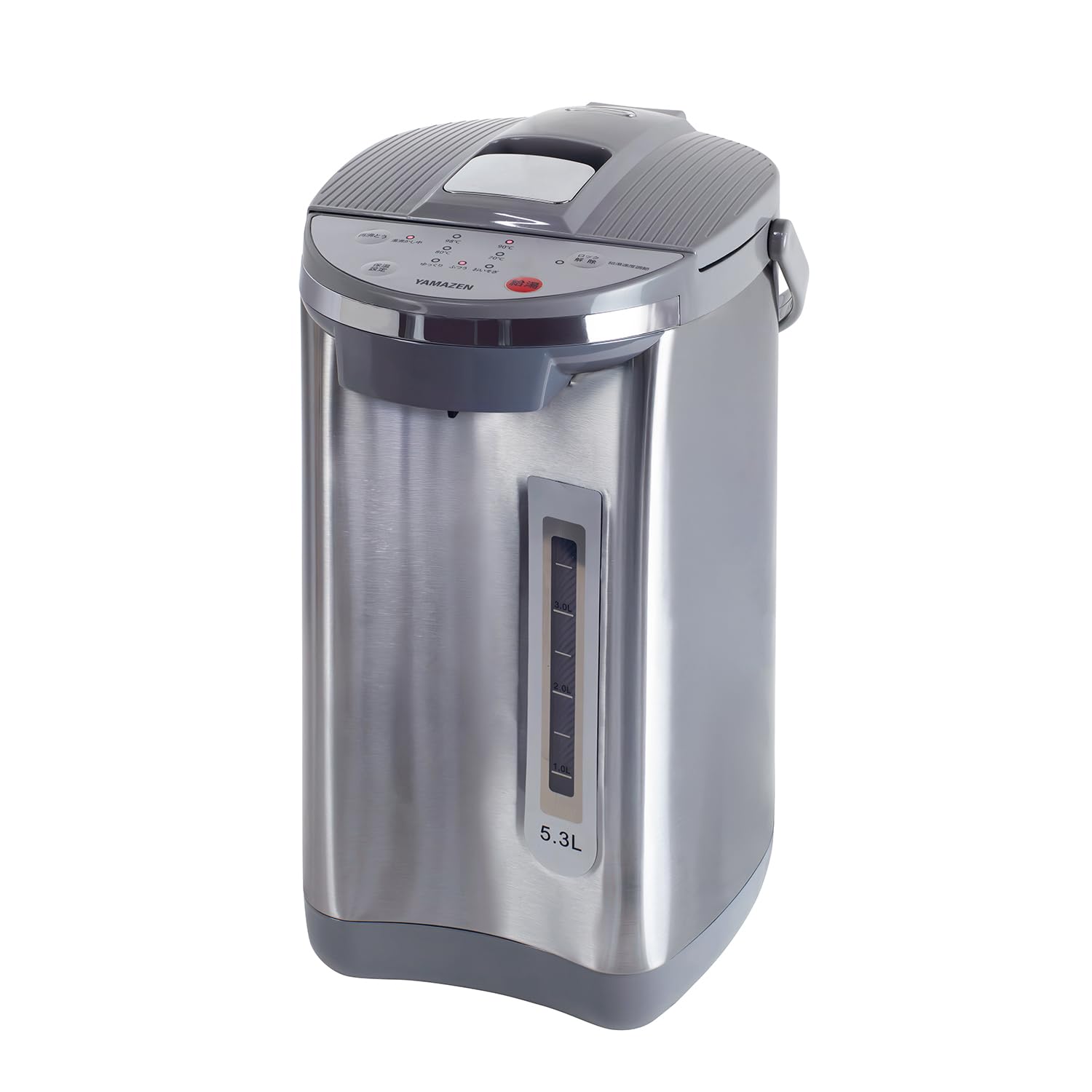 [山善] 電気ポット 電動ポット マイコン式 5.3L 給湯速度3段階 4段階保温調節 転倒流水防止 空焚き防止機能 水位窓付き マグネットプラグ グレー YPA-M530(H)