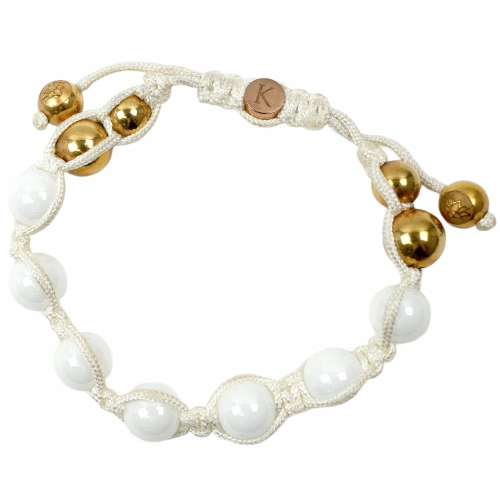 [訳ありアウトレット] KAPARA BRACELETS カパラブレスレット レディース ステンレス ストーンブレスレット コードブレスレット FREEサイズ サイズ調整可能 ホワイト KB-K129