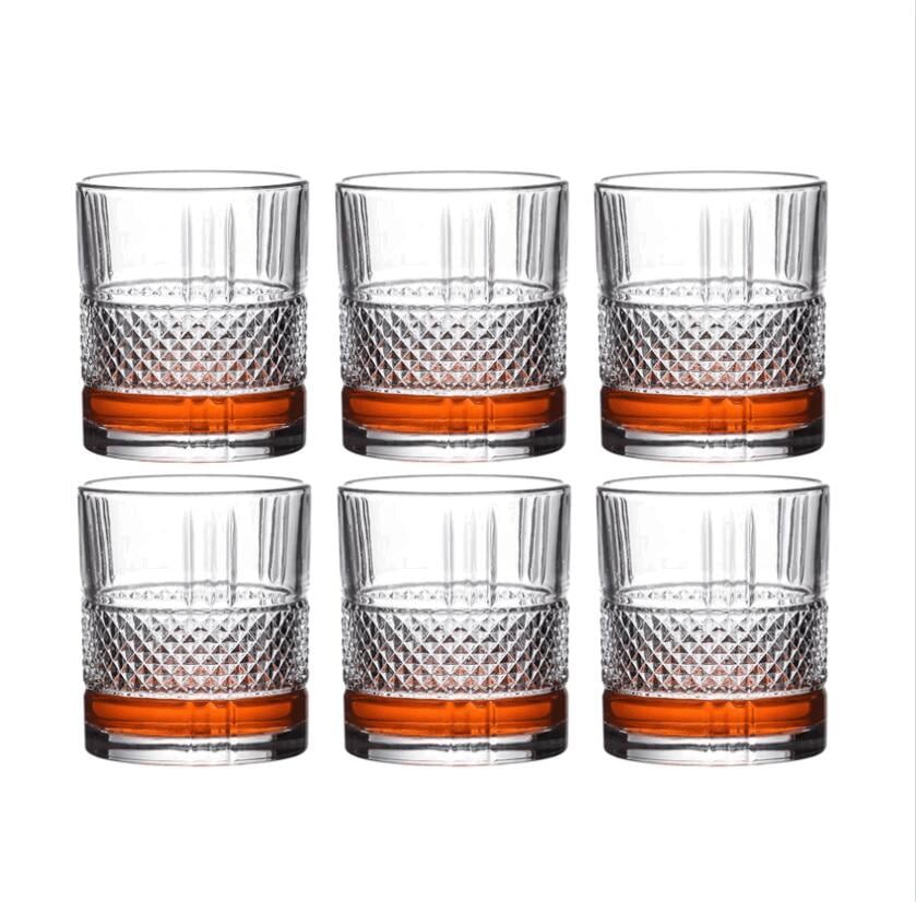 【6個セット】居酒屋スタイル ウイスキー・ブランデー用無鉛ガラスグラス 欧州風デザイン シングルモルトやカクテルにも ビール・ワイン対応 ギフトセットにも最適