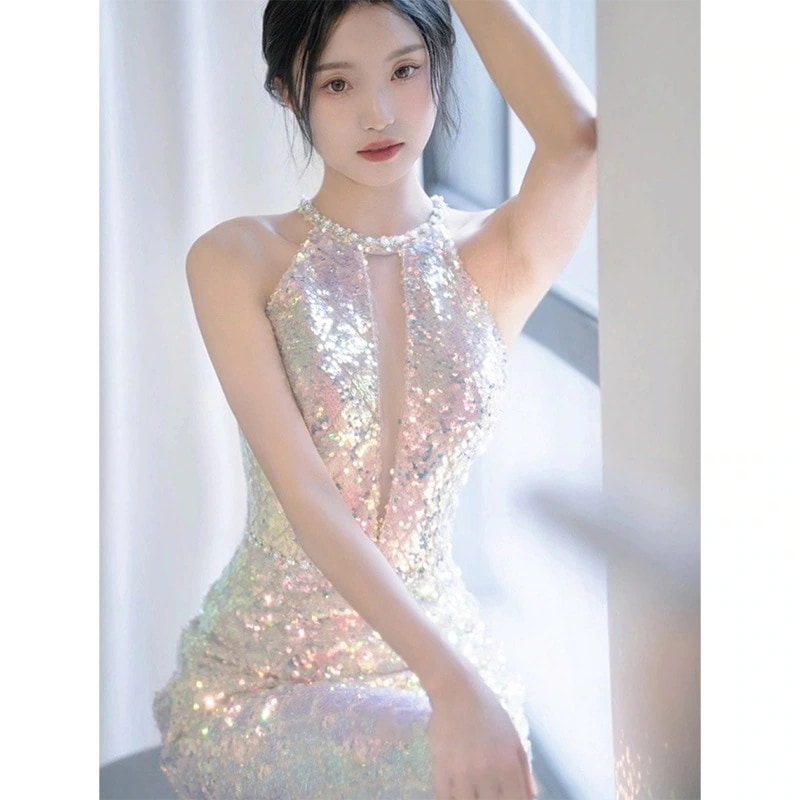 人魚姫ドレス パーティドレス スパンコールフィッシュテールワンピース同窓会 披露宴 卒業式 結婚式 演奏会 ウェディング ステージ 二次会 発表会 正式