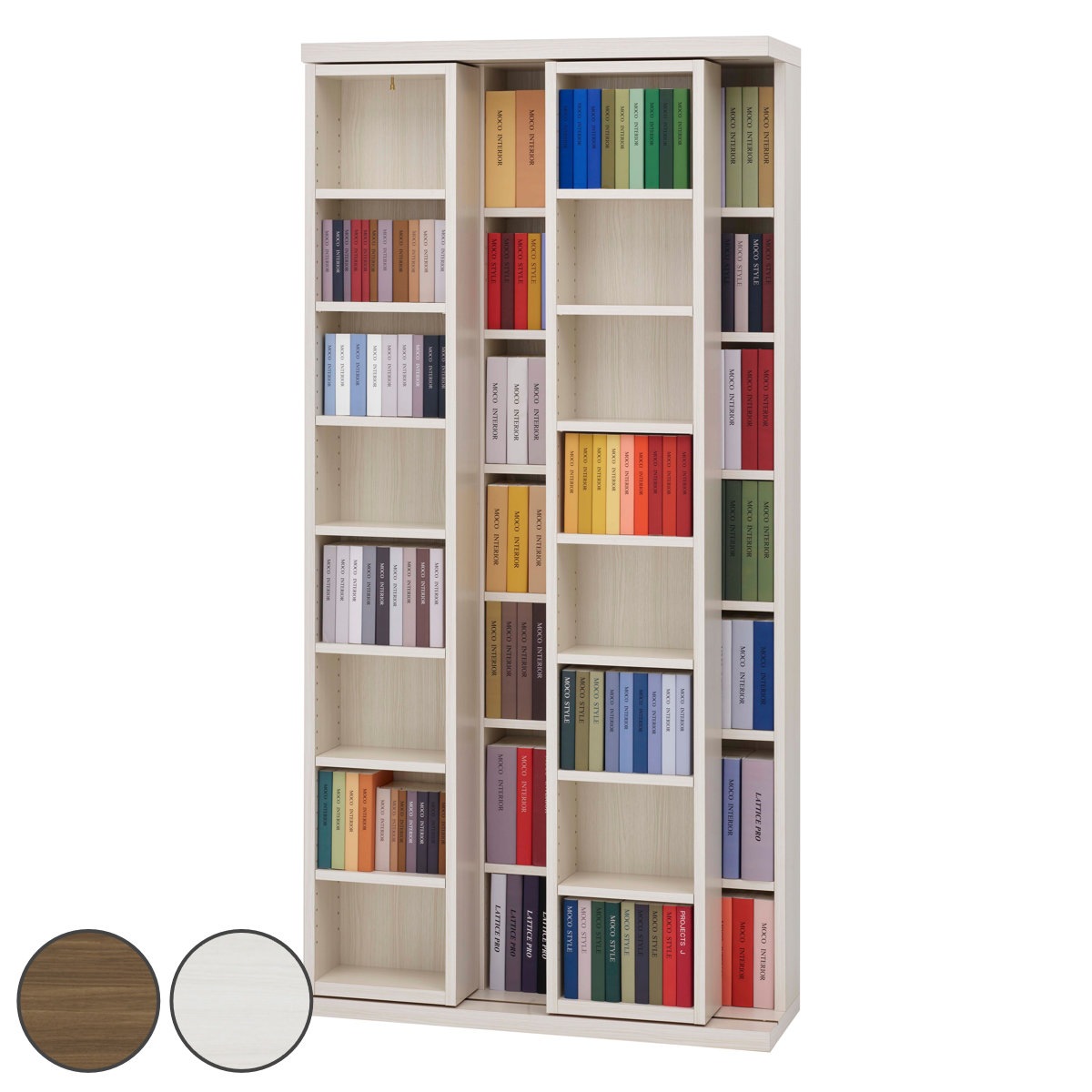 スライド書棚 ハイタイプ 小型本専用 日本製 幅88cm 本棚 ブックシェルフ ラック 棚 スライド 収納 完成品 書棚 家具 壁面収納 大容量 可動棚 シンプル