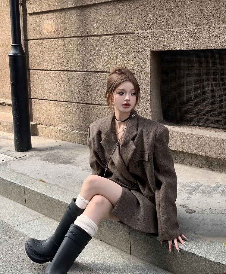 早い者勝ち ウールコート ボタン 気質 ゆったりする 上着 長袖 スリム カーディガン スーツ