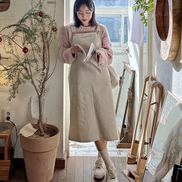 ある魅力 コーデュロイ サスペンダーワンピース(44~99)_ビッグサイズ ワンピース