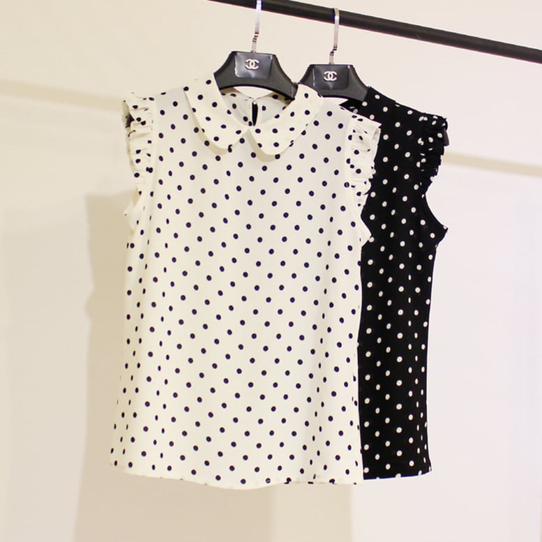 2color レディース ノースリーブドット柄ブラウス トップス ブラウス シャツ プルオーバー 5,949円
