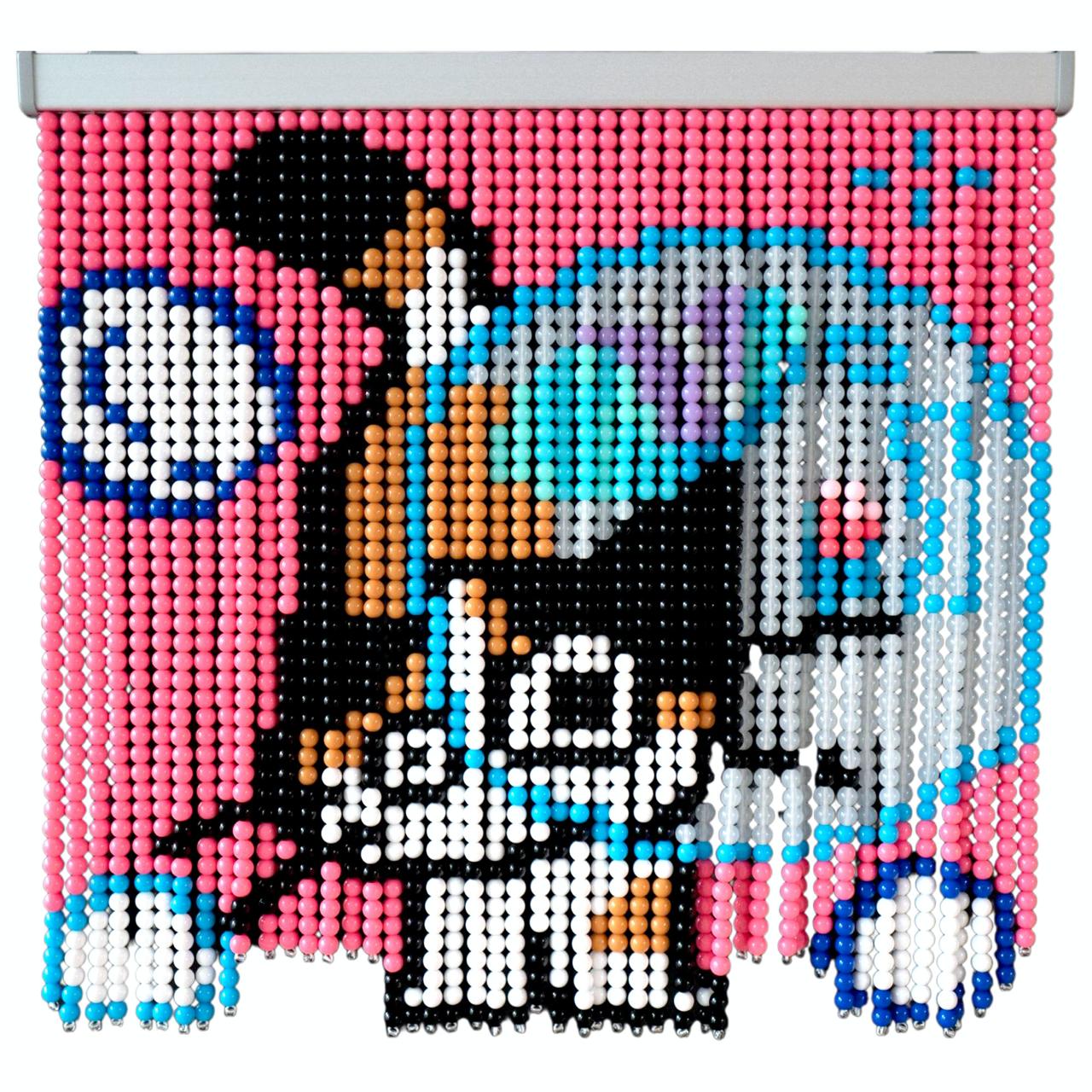 猫 シャボン玉 ビーズ カーテン