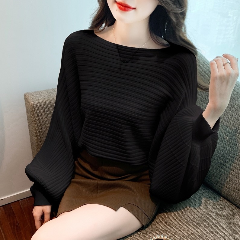 トップス ニットソー セーター 袖あり 長袖 ボリューム袖 ドルマンスリーブ 萌袖 ラウンドネック かわいい 可愛い きれいめ シンプル カジュアル 上品 おしゃれ お洒落 可愛い