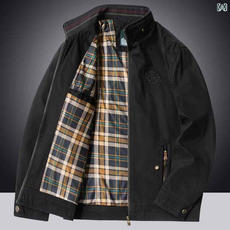 メンズ ファッション ジャケット 春秋 綿 厚手 スタンドカラー カジュアル 着 ワークジャケット