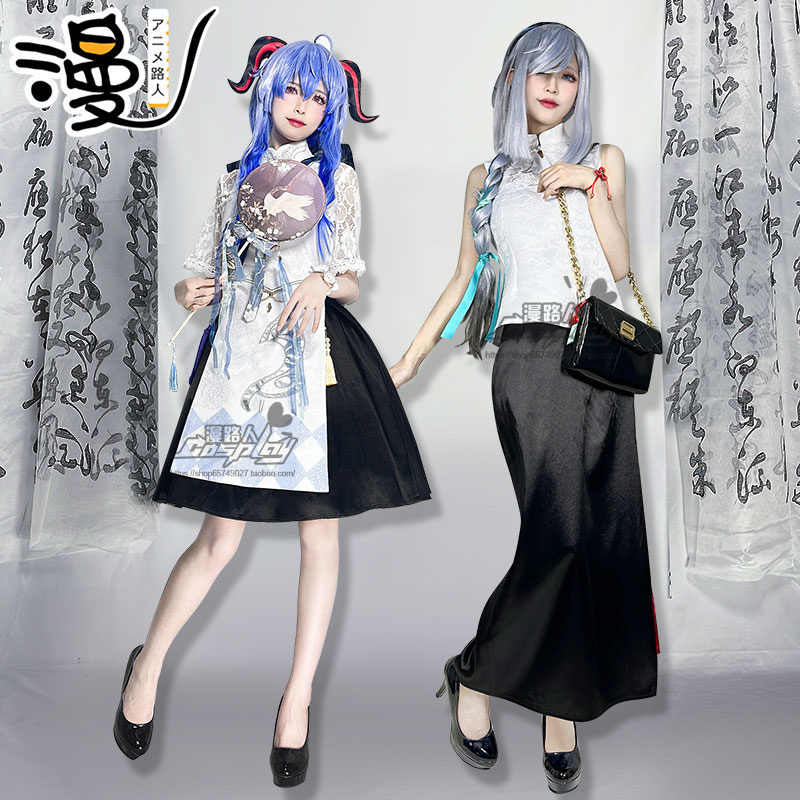 yuan Shen Shen He Gan Yu Xi Tea Linked Cheongsam ゲームコスチューム レディース 一式セット