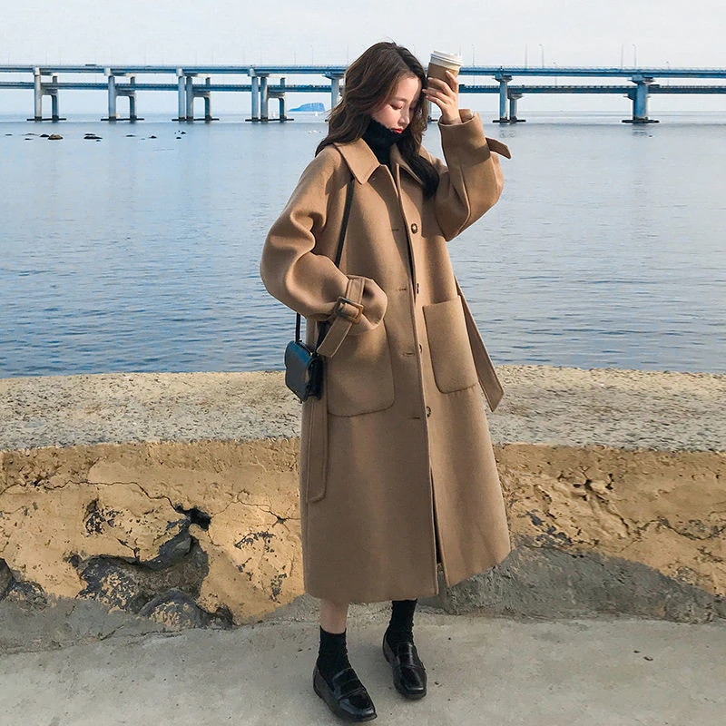 大人の魅力　トレンチコートレディースコート秋冬ラシャコートロングコート女性ジャケットアウターコート通勤カジュアル