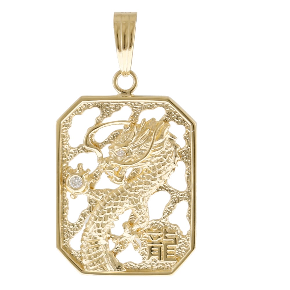 ドラゴン 龍 干支 ペンダントトップ 18金 K18イエローゴールド ダイヤモンド 0.05ct 新品