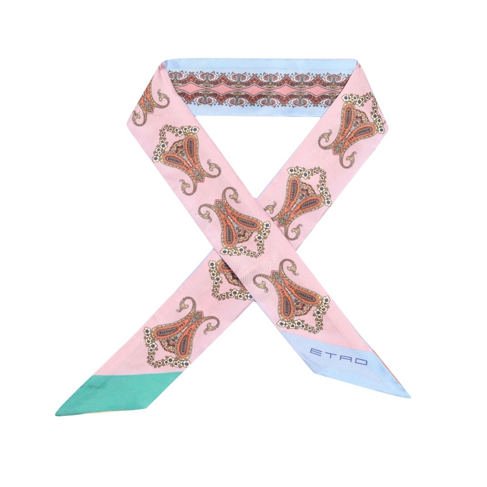 エトロ ダブルペイズリー スキニーツイル シルクスカーフ WATA0016AK647