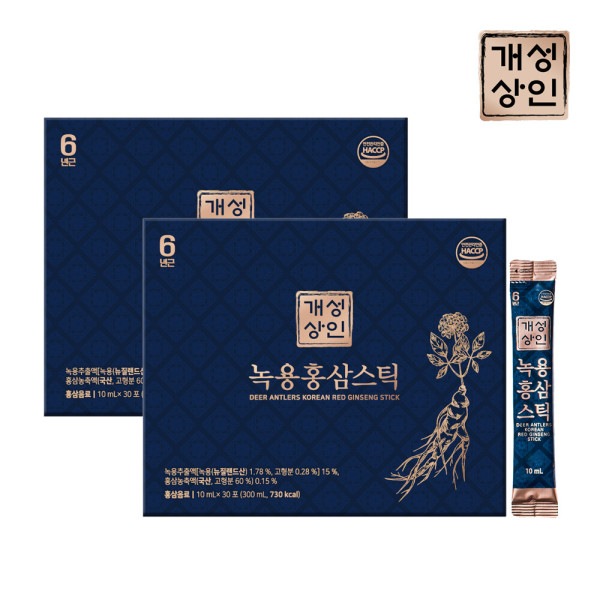 【開城高麗人参農協】 (1+1)開城商人鹿茸紅参スティック 10mlx30包