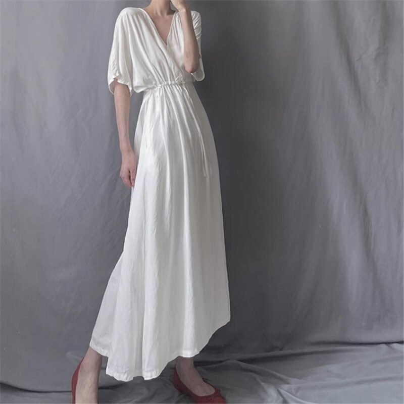 ワンピース ロングスカート ロング ロング丈 ロングワンピース 袖あり 半袖 Vネック かわいい 大人可愛い きれいめ シンプル カジュアル 大人 上品 おしゃれ お洒落 かっこいい 大人女子