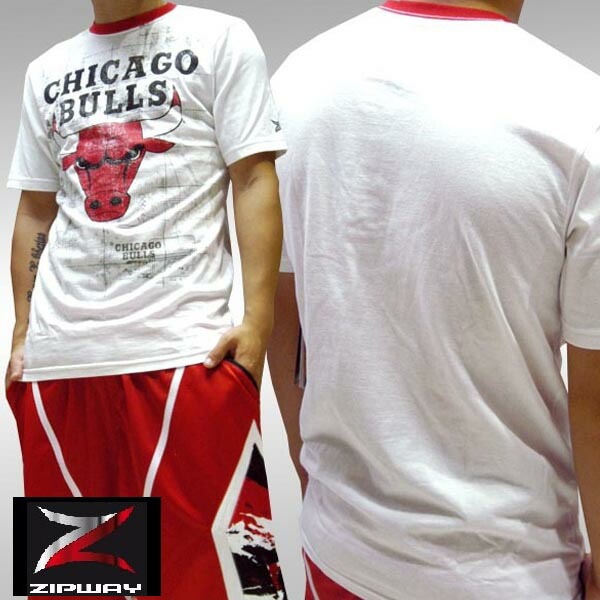 NBA オフィシャル シカゴ ブルズ メンズ Tシャツ ホワイト ジップウェイ CHICAGO BULLS ZIPWAY バスケ シャツ トップス インポート スポーツ ウェアー ブランド ストリ