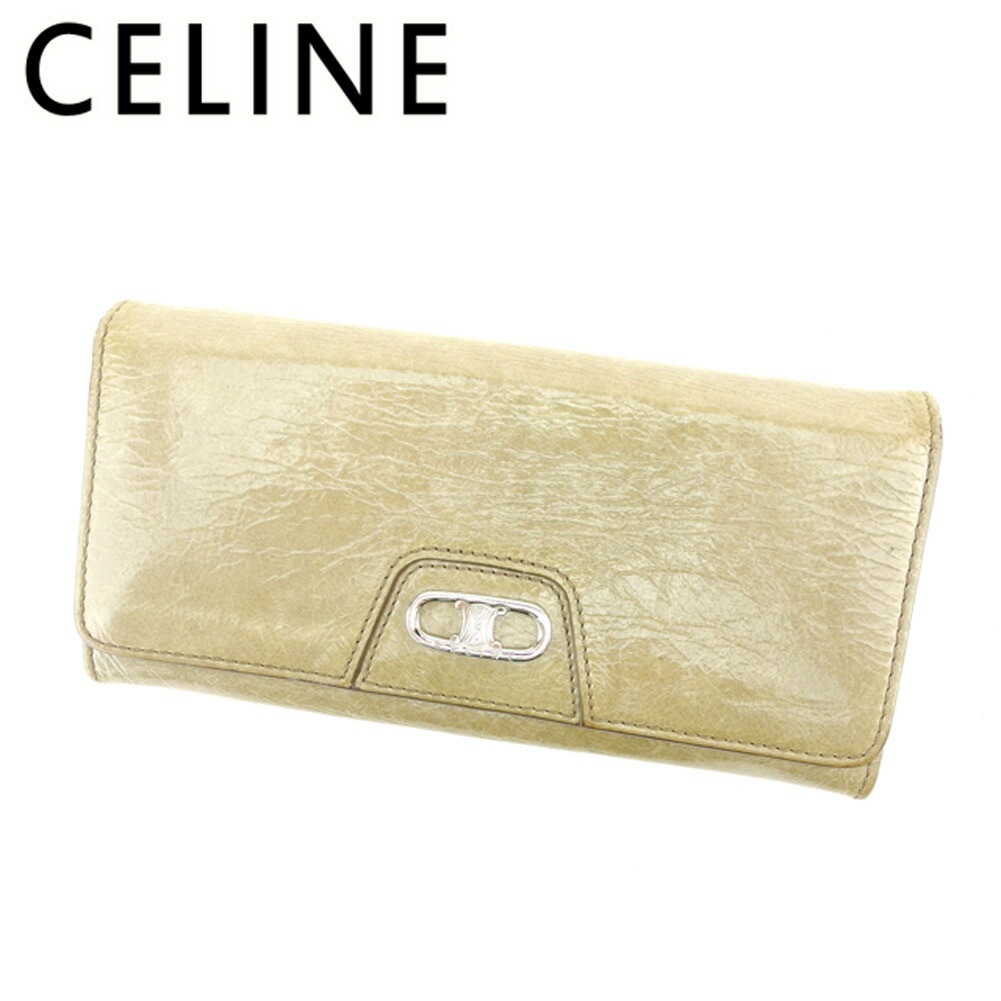 長財布 財布 ファスナー付き マカダムプレート ベージュ グリーン シルバー 中古 12,710円