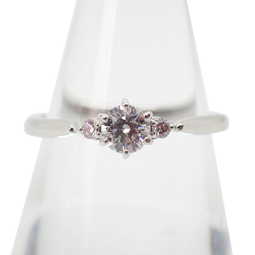 【中古】Pt950 ダイヤモンド/0.22ct ピンクダイヤモンド DISNEY リング 8号[g311-56］