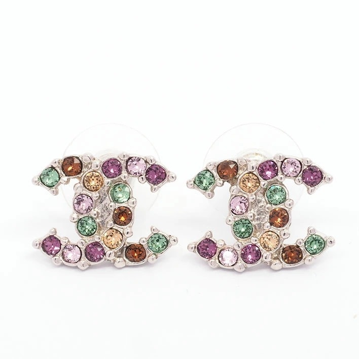 【美品】シャネル シャネル マルチカラー ビジュー ココマーク 【ピアス】