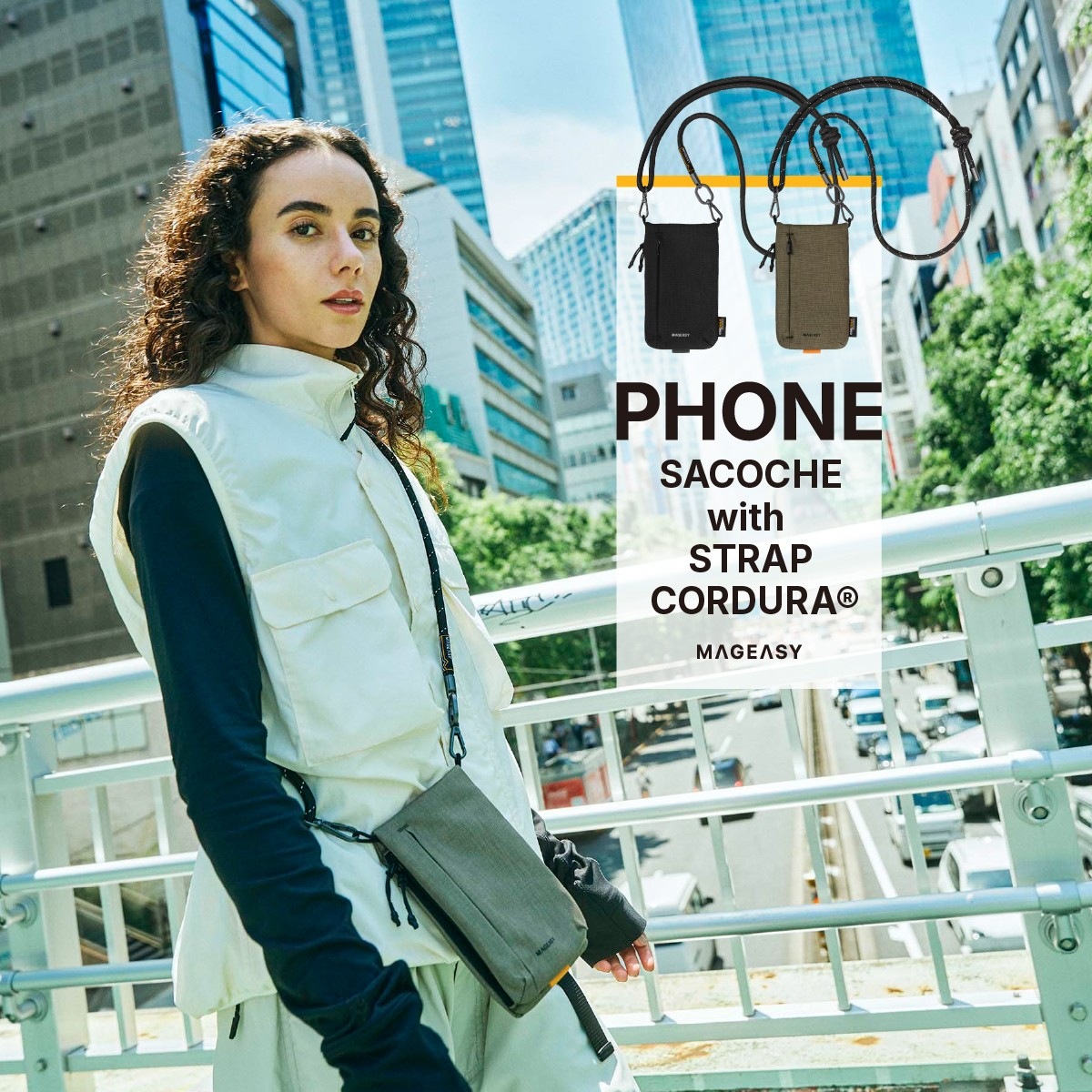 スマホ 対応 ショルダーバッグ サコッシュ スマホポーチ ショルダー ストラップ 取り外し 可 ミニバッグ キーフック 付 ポーチ PHONE SACOCHE with STRAP