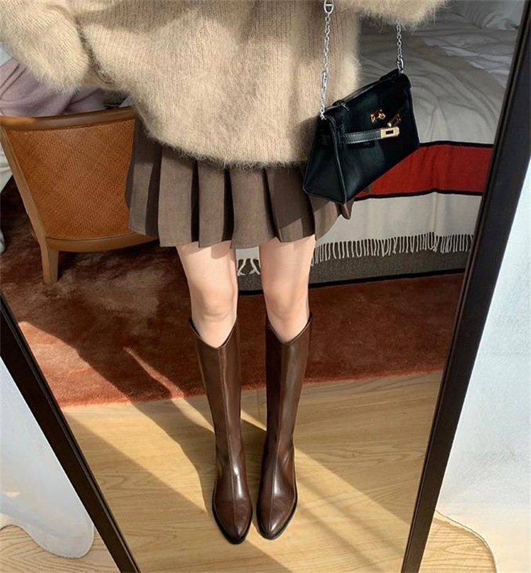 INSスタイル ロングブーツ 太いソール エレガント ファッション 気質 大人気 ポインテッドトゥ 快適である
