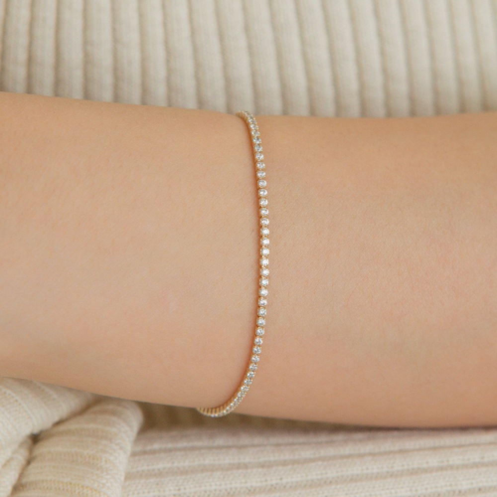 LUNNE 14k ミニラウンドテニスブレスレット 14k ゴールド #BR07