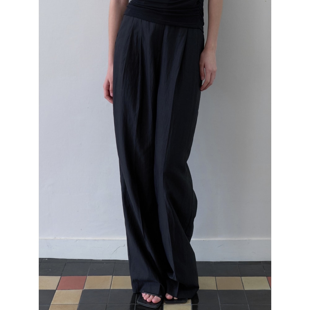 ルイーレーヨンサマーピンタックスラックスブラック OU1400