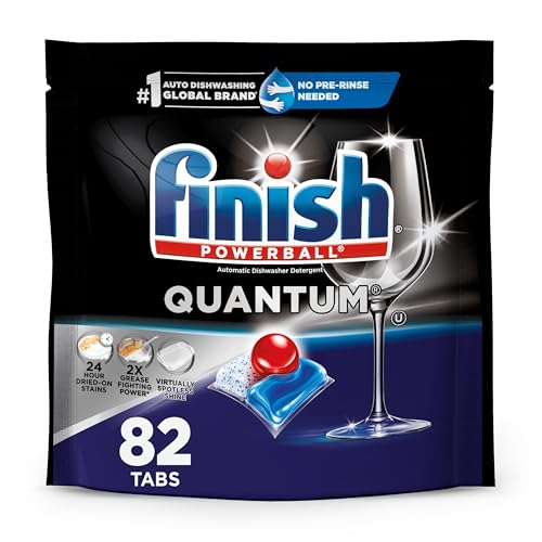 Finish(フィニッシュ) Quantum 82個入り 食器洗い機用洗剤 パワーボール 究極のクリーン&シャイン 食洗機用タブレット ディッシュタブ