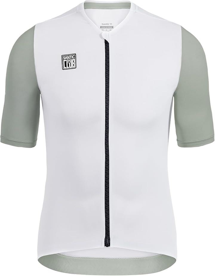 メンズ サイクルジャージ 半袖 春夏 薄手 サイクリングウエア 後ろポケット 自転車 ロードバイク 通気 速乾(ホワイト, M)