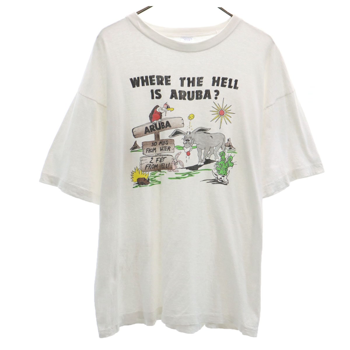 OLD オールド 90s シングルステッチ ロバ 半袖 アニマル Tシャツ ホワイト メンズ 古着